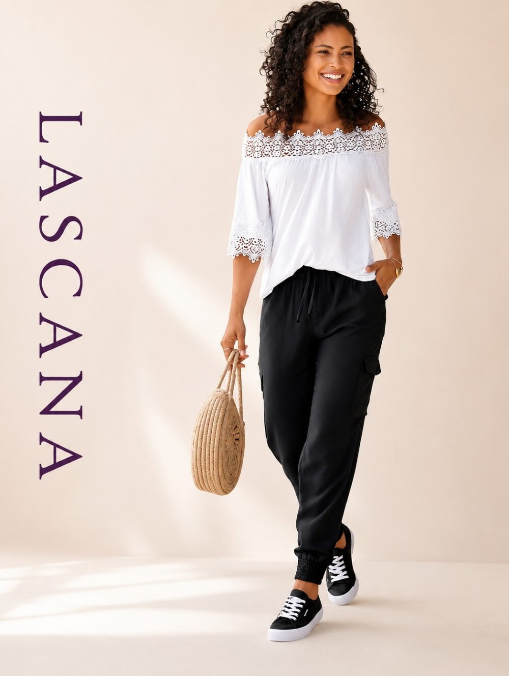 LASCANA Cargo Jogger Pants Lightweight Summer